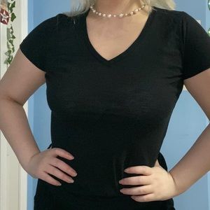 Simple black v neck tee